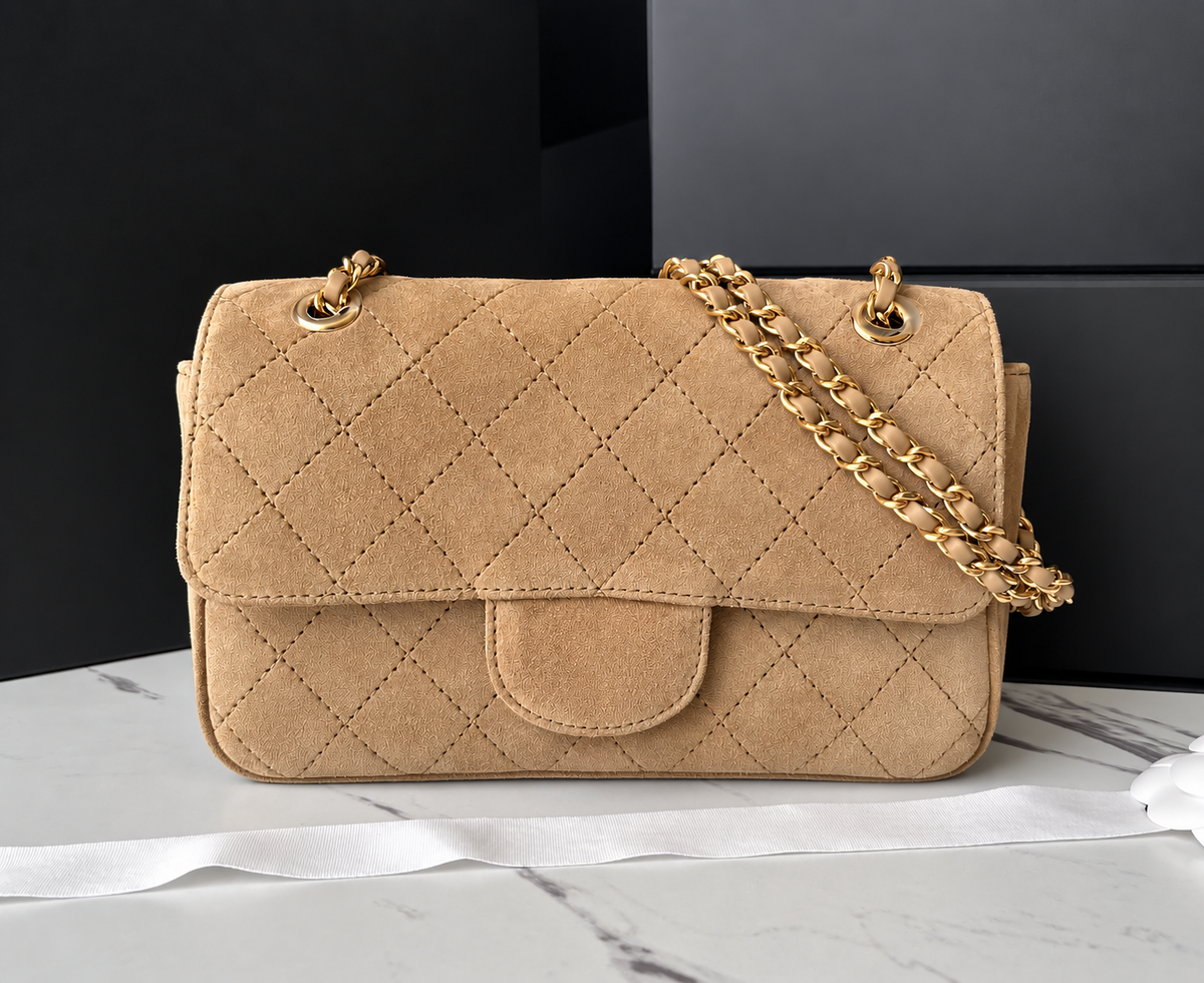 Suede Flap Bag